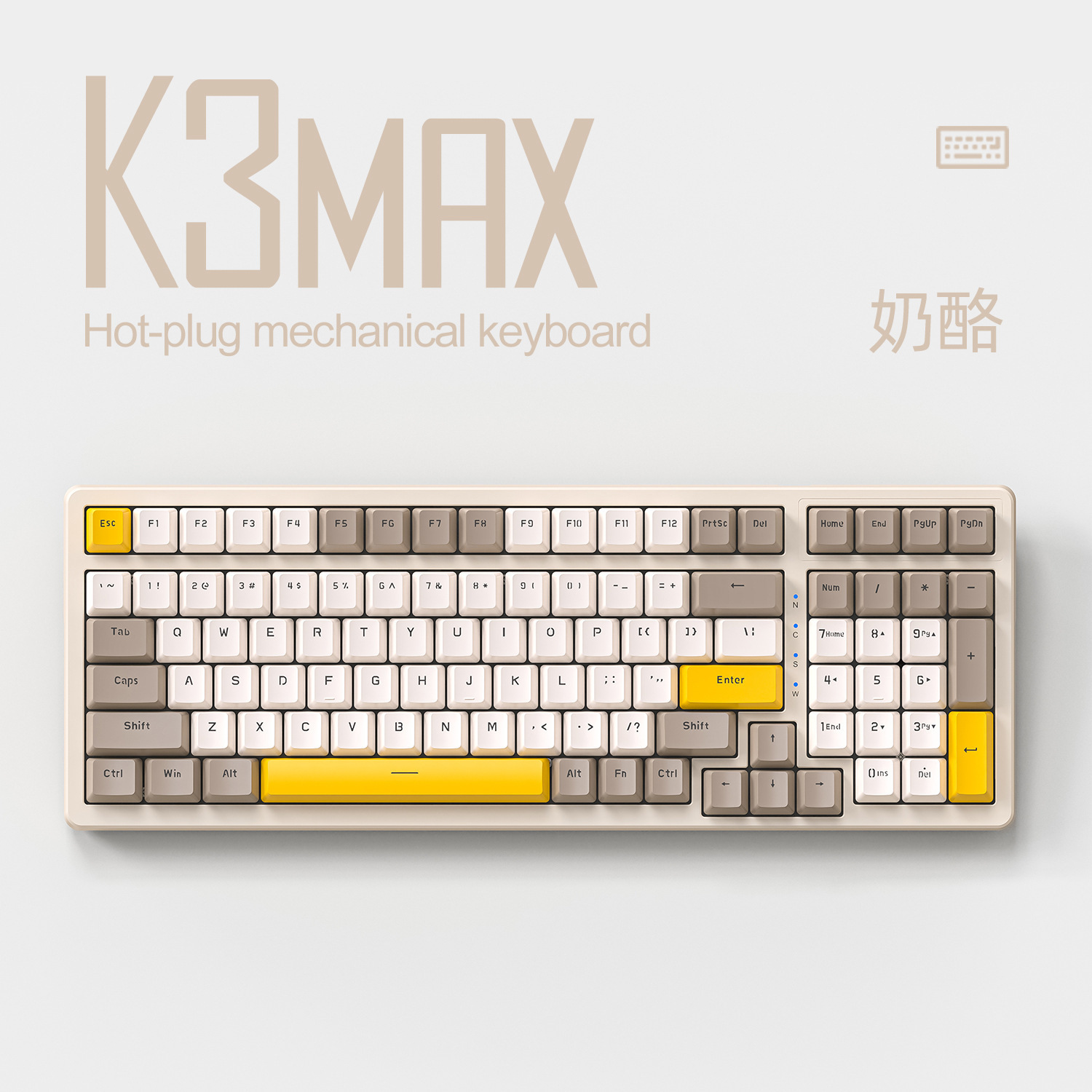 自由狼K3MAX机械键盘客制化电竞gasket结构有线热插拔游戏98键