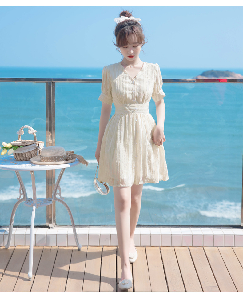 2022年新款夏款女装法式裙子小个子连衣裙女夏设计感小众a字裙