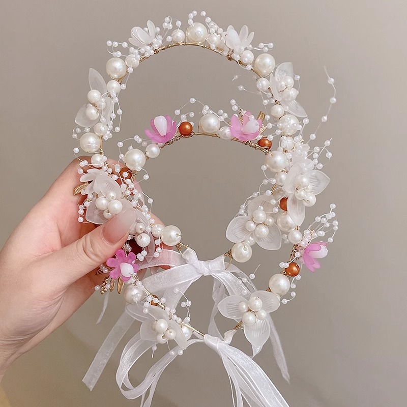 森系公主花环儿童皇冠头饰超仙婚礼花童头花发箍女孩精致头箍发卡