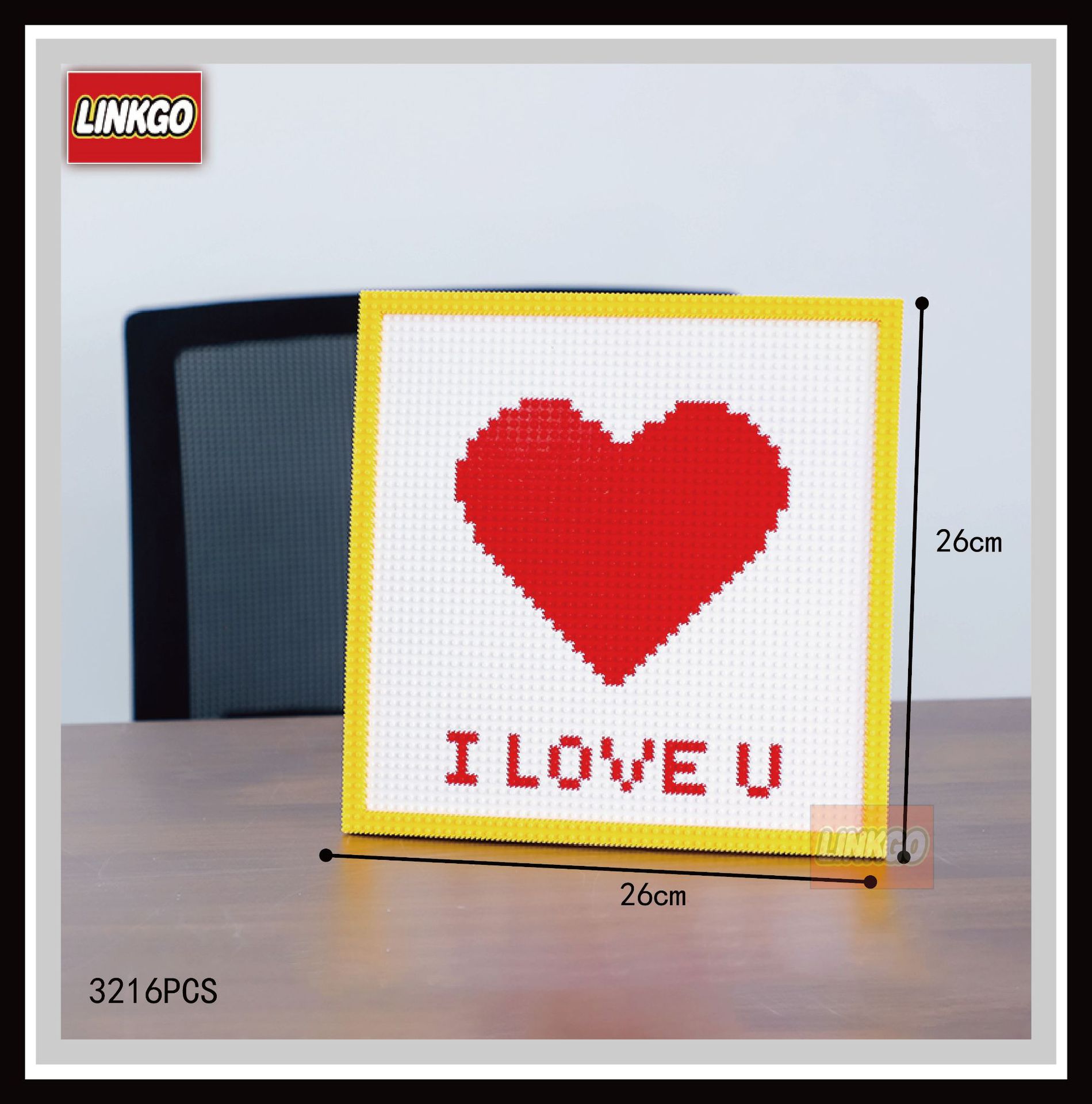 联高62001马赛克像素画kaws卡通爱心平面拼图积木玩具diy摆件跨境