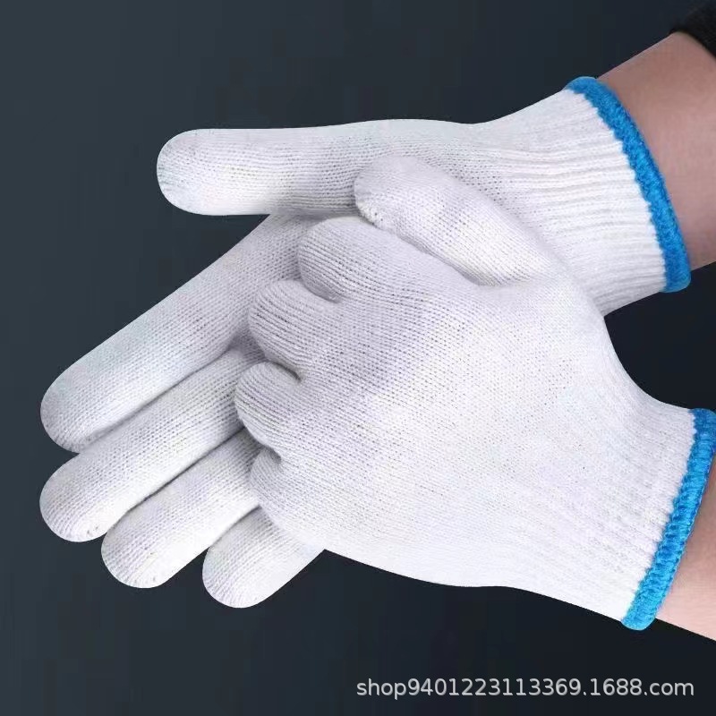 factory direct sales lampshade cotton non-slip wear-resistant construction site work cotton thread thickened encryption white wholesale labor protection gloves