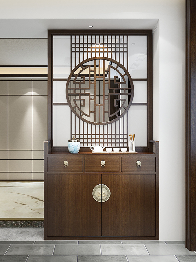 新中式实木屏风柜隔断柜客厅家用遮挡入户玄关进门装饰墙简约现代