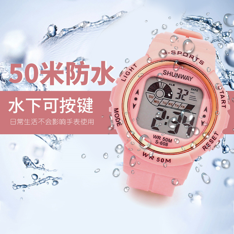 New Children's Luminous Electronic Watch Student Outdoor Waterproof Sport Watch Multi-Functional Ins Style Watch