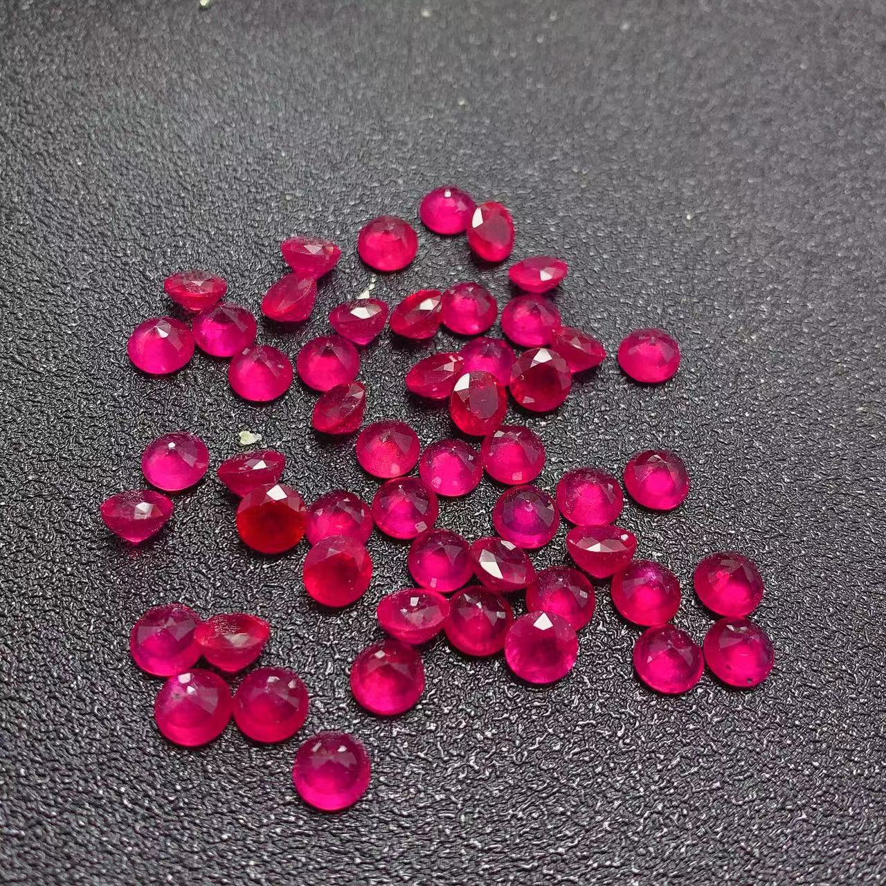 批发天然新烧鸽血红红宝石圆形裸石戒面耳钉镶嵌-阿里巴巴