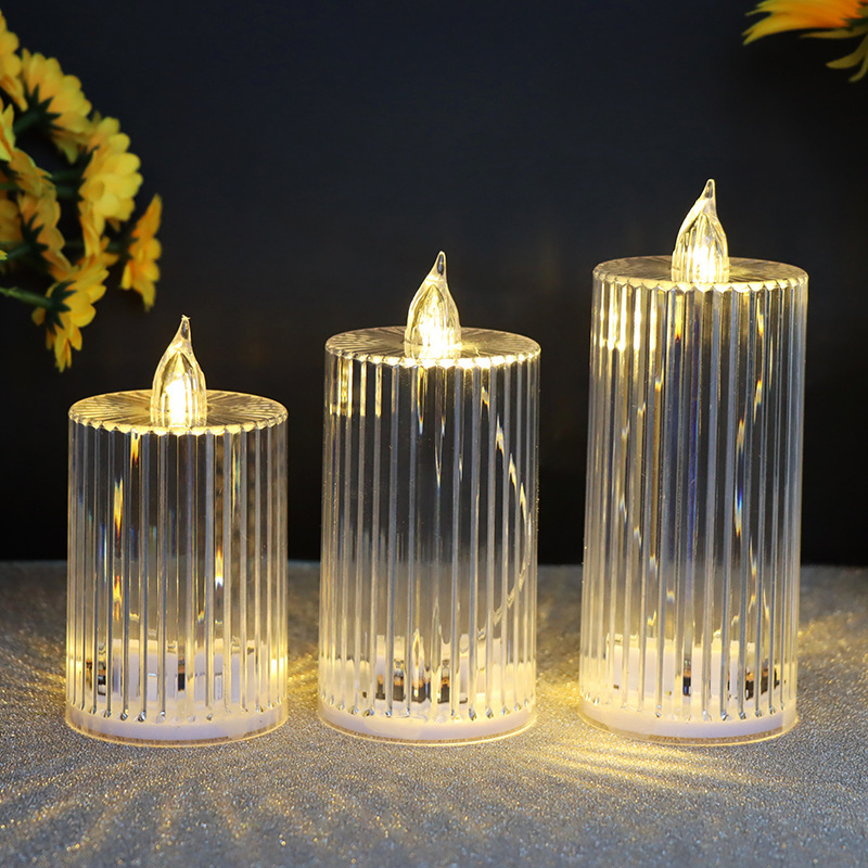Transparent Crystal Candle LED Electronic Candle Light Holiday Party Decoration Home Ins Decoration Candlestick Small Night Lamp