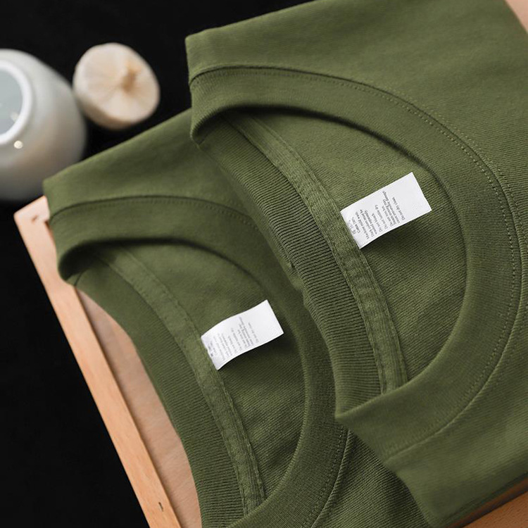 军绿色短袖180g精梳棉墨绿色t恤男橄榄绿美式复古圆领情侣上衣