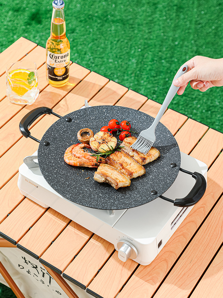 户外露营烤盘韩式烤肉盘卡式炉烧烤盘铁板烧烤肉锅家用不粘烧煎盘