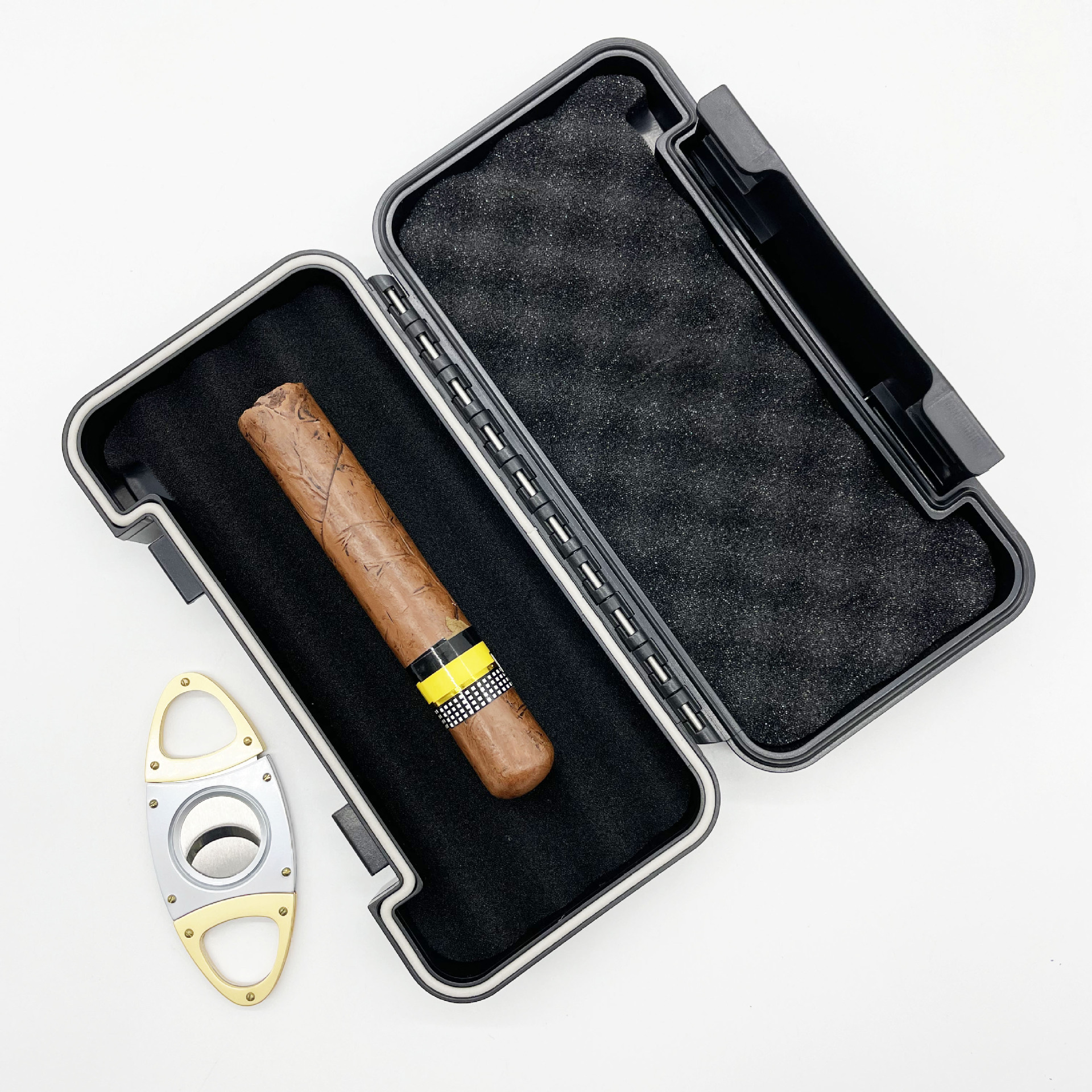 x-1401 厂家最新款3支装雪茄盒 abs塑料密封防水保湿便携雪茄盒