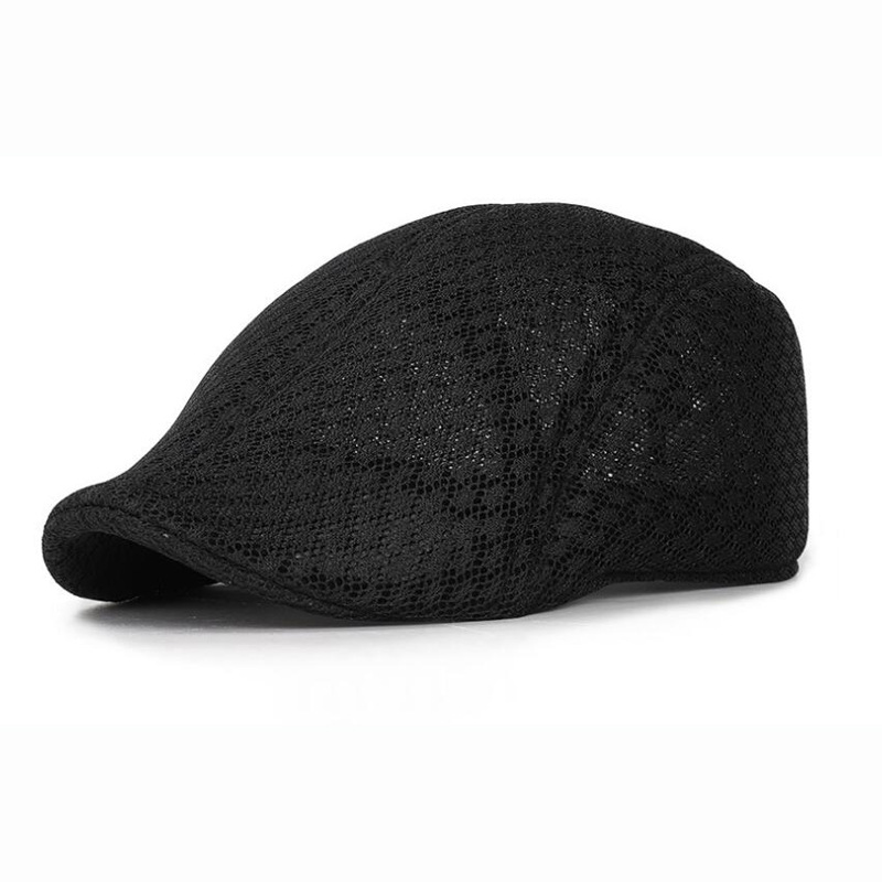 Spring and Summer Men's and Women's Beret Solid Color Hollow Mesh Peaked Cap Advance Hats Middle-Aged and Elderly Breathable Sun Hat Wholesale