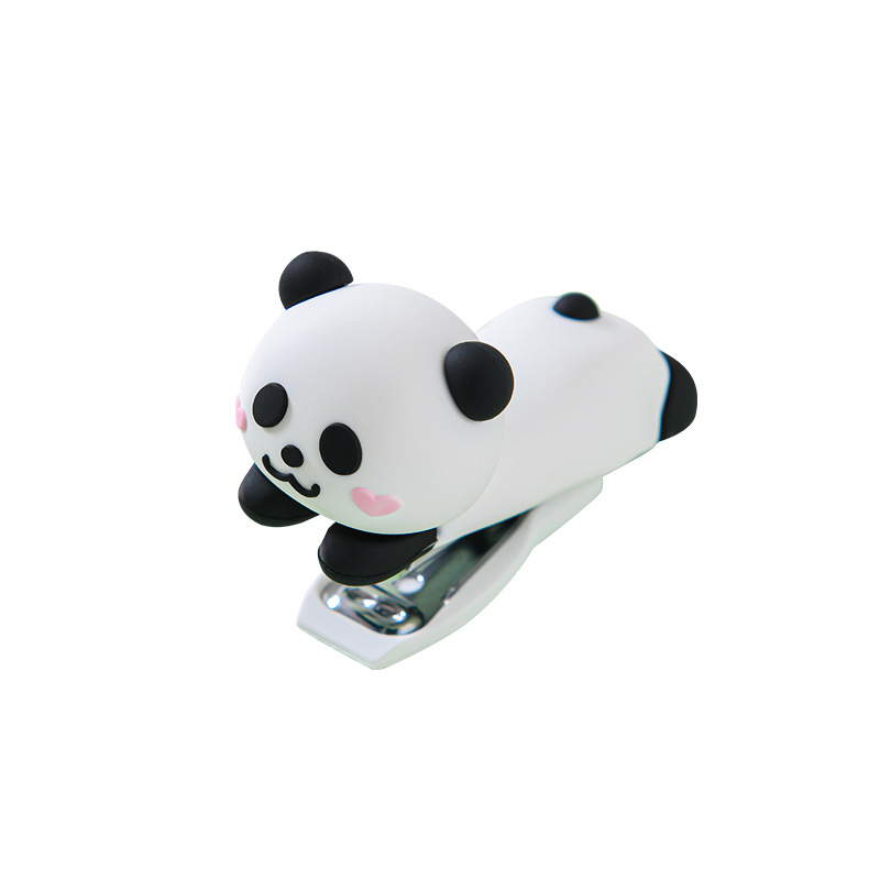 Baby Panda Stapler Cute Cartoon Shape Creative Bookbinding Machine Student Stationery Easy Portable Stapler