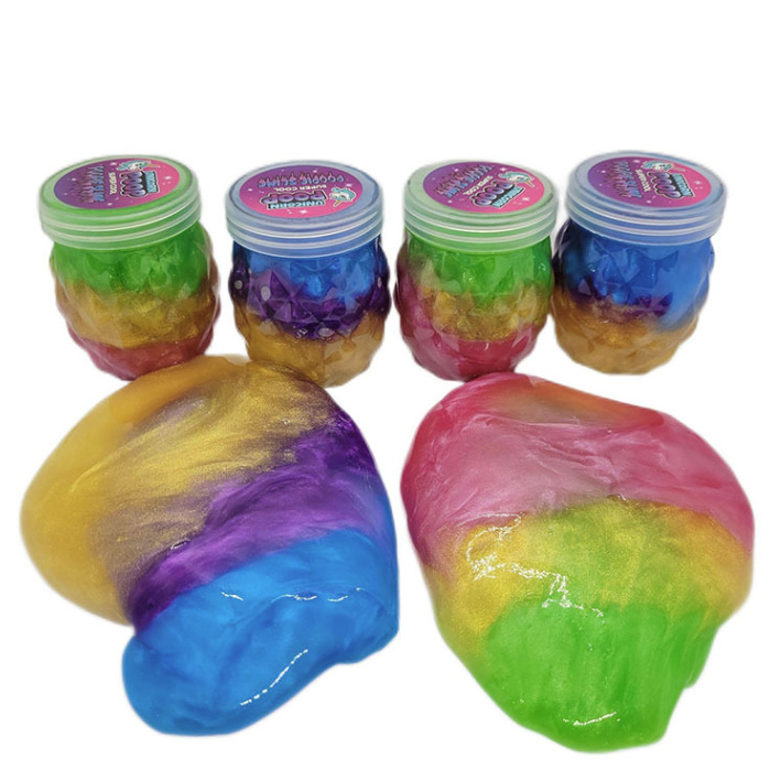 抖音热卖多彩菠萝瓶沙皮胶 可以吹泡泡的史莱姆彩泥 爆款鼻涕泥
