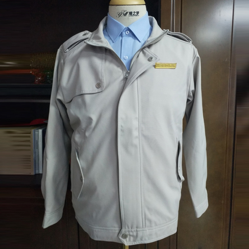 中国建筑米白色长袖夹克中建八局休闲工作服中建ci系统工装外套