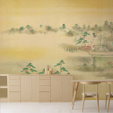 现代日式意境水墨山水电视背景墙纸壁布客厅沙发壁布茶室壁纸壁画