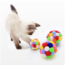 猫玩具七彩手工铃铛球猫咪玩具弹力球猫玩具球宠物用品