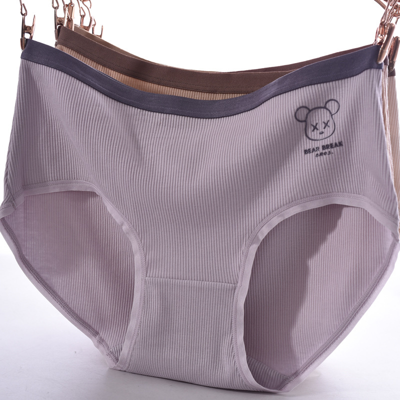 厂家直销新款螺纹莫代尔棉内裤女士中低腰少女学生女式三角裤衩头