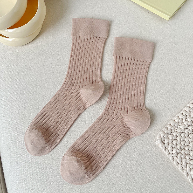 Spring and Autumn Bunching Socks Anti-Pilling Cotton Yarn Socks for Women Sweat-Absorbent Breathable Mid-Calf Socks 2024 New Boneless Long Stockings