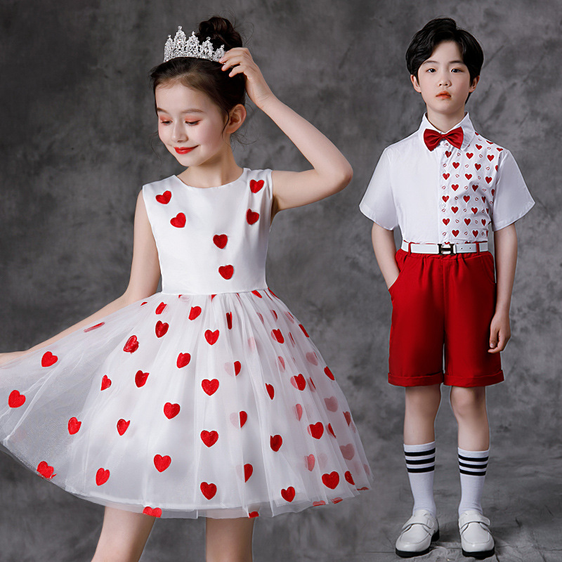 儿童大合唱服演出服女童蓬蓬裙舞蹈服装六一儿童节男童主持人礼服