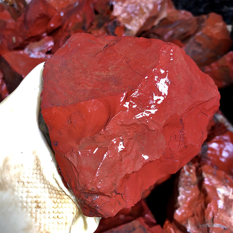 天然南非红碧玉原石鸡血石镇宅摆件奇石印章珠子玉石雕刻练习毛料