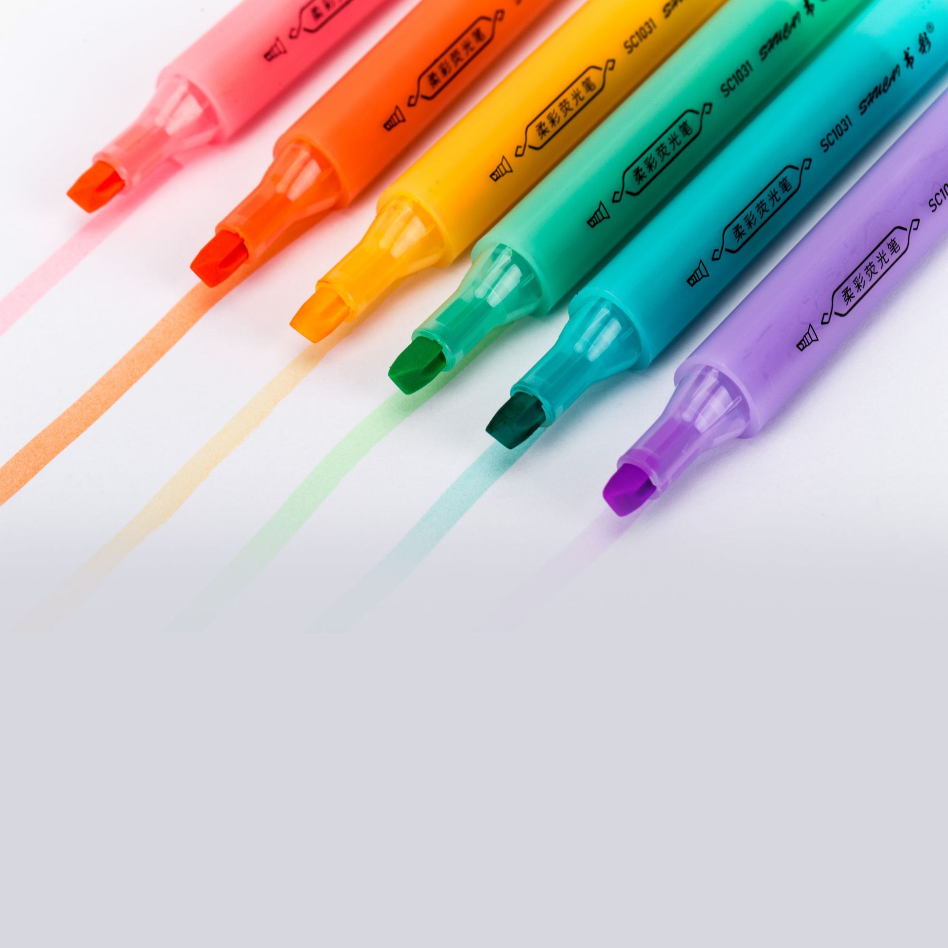 Soft Color Fluorescent Pen Student Notes Key Mark Macaron Color Six-Color Set Painting Graffiti Factory Direct Supply