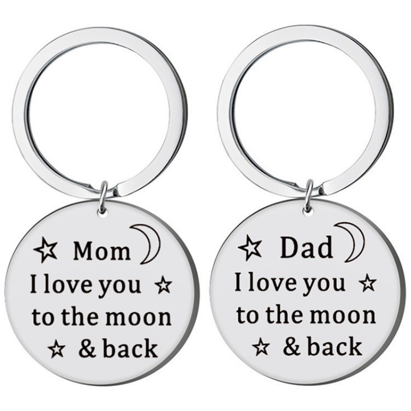 cross-border new l love you dad mom stainless steel keychain father‘s day mother‘s day lettering