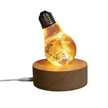 创意礼品摆件木质发光底座工艺品台灯底座水晶LED实木小夜灯底座