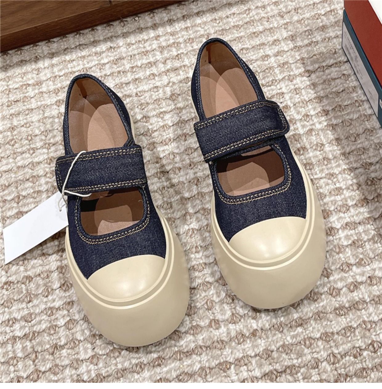 谷韵丨玛丽珍大头鞋女松糕厚底2023年春夏季丑萌魔术贴休闲帆布鞋