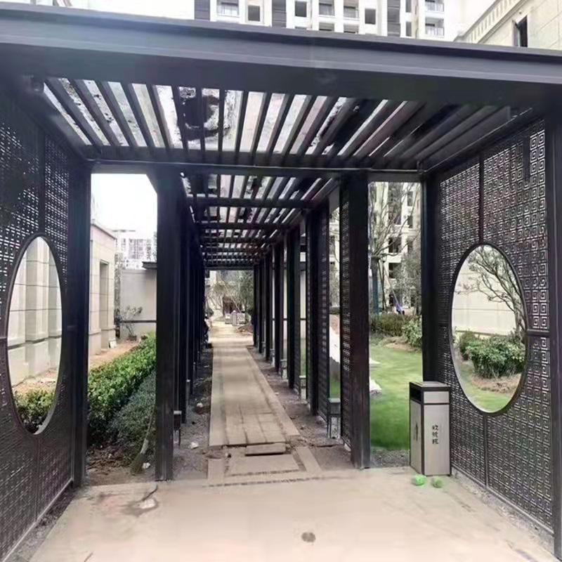 金属钢结构景观廊架休闲艺术长廊异形创意廊架现代发光廊架不锈钢