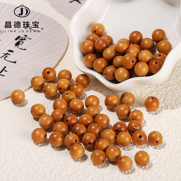晶德珠宝 芭比檀木散珠檀香柚木手链木质文玩diy饰品配件圆珠批发