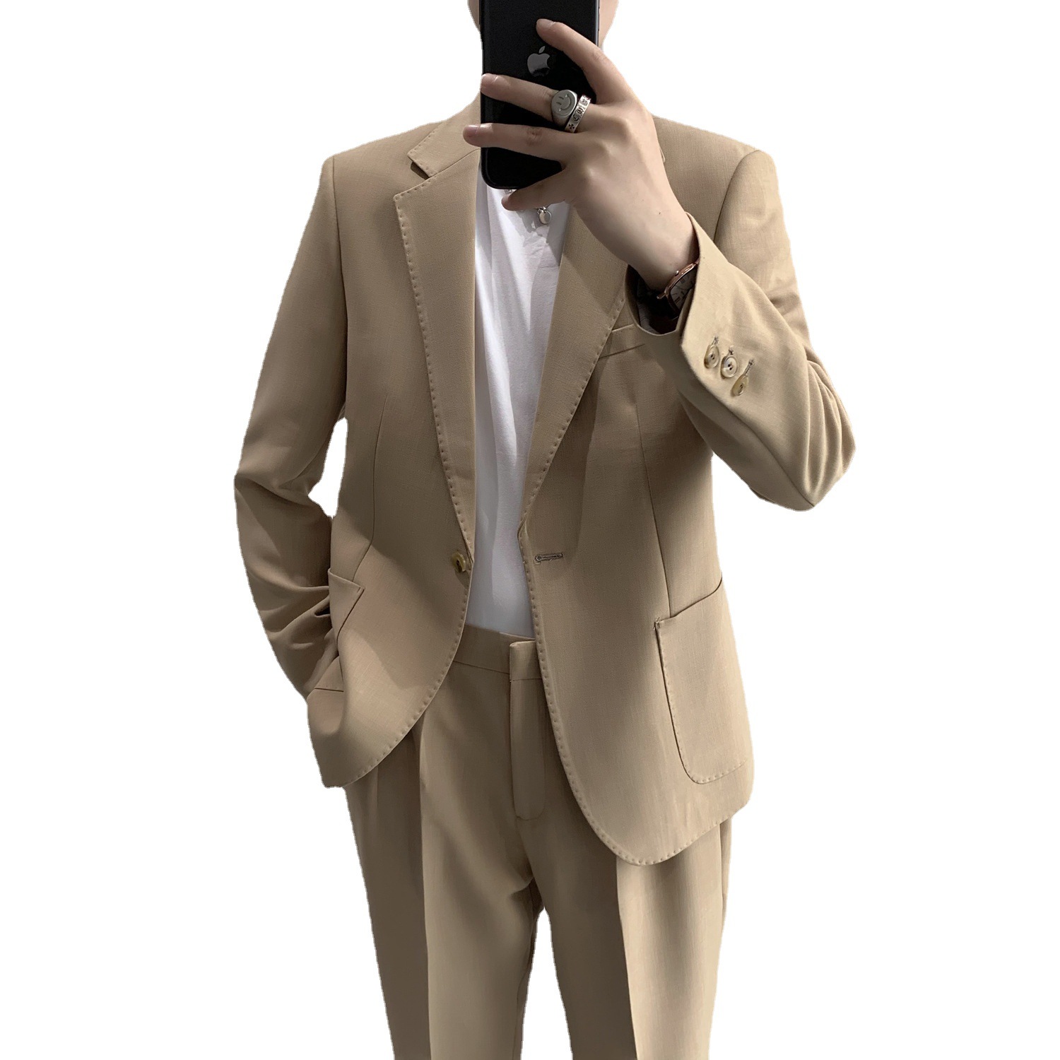 淘宝新款男式西服套装单排一粒扣西装休闲男装两件套西服西裤批发