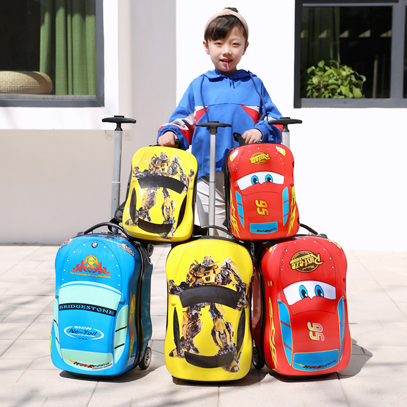 Children's Luggage Mount Baby Car Trolley Case Cartoon Suitcase Printed Logo Kindergarten Backpack