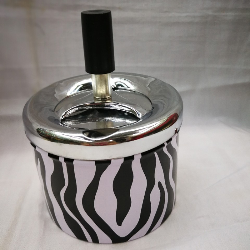 Factory Direct Sales New Promotion Home High-Looking Fashion Tinplate Rotating Ashtray