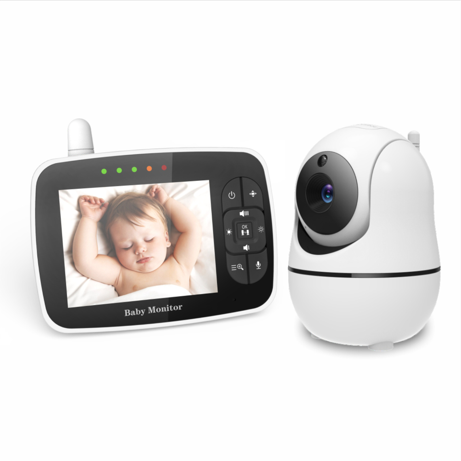 3.5寸无线婴儿监控器儿童安全监护仪对讲室温检测摇篮曲2倍放大