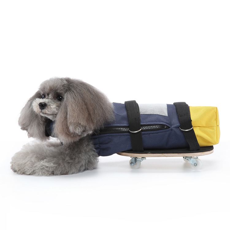美琪宠物用品残疾走路辅助车木质保护胸部四肢狗下半身拖袋滑板车