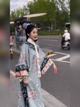 清代女装国风汉服清朝氅衣旗装格格服装新中式宫廷风印花两件套