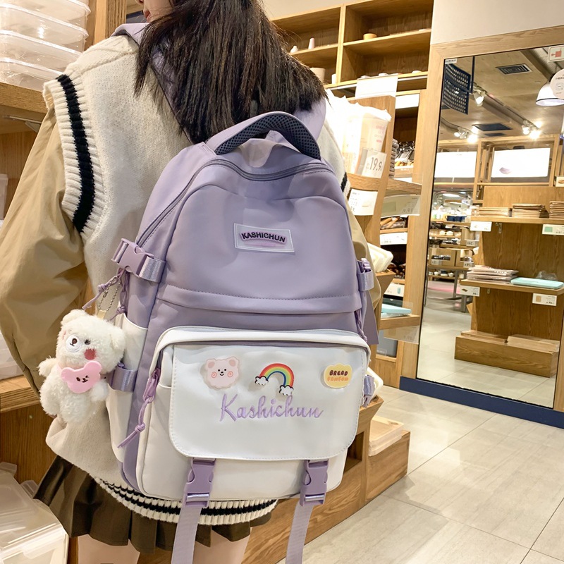 Schoolbag Female Ins Style Cute Korean Style Large Capacity Junior High School Student Primary School Student Three to Grade Five, Grade Six Backpack Backpack