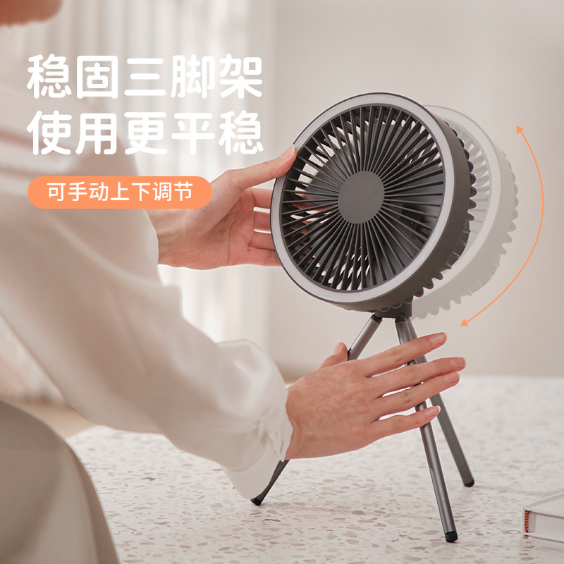 New Lighting Fan Portable Outdoor Camping Ceiling Fan USB Electric Fan Household Desk Tripod Fan