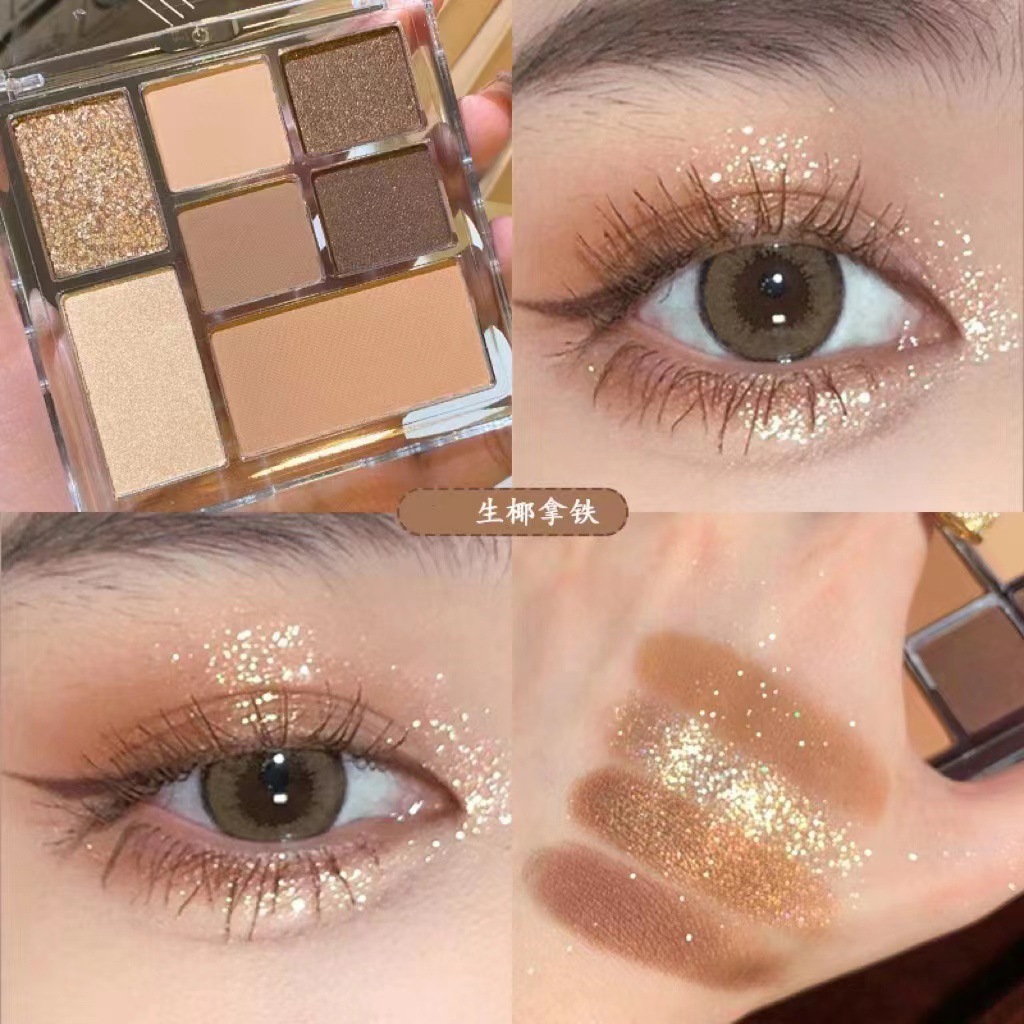 Ins Student Makeup Jigsaw Puzzle Fun Eye Shadow Plate Earth Color Shimmer Matte Makeup Eye Shadow Shiny Crystal Glitter Female