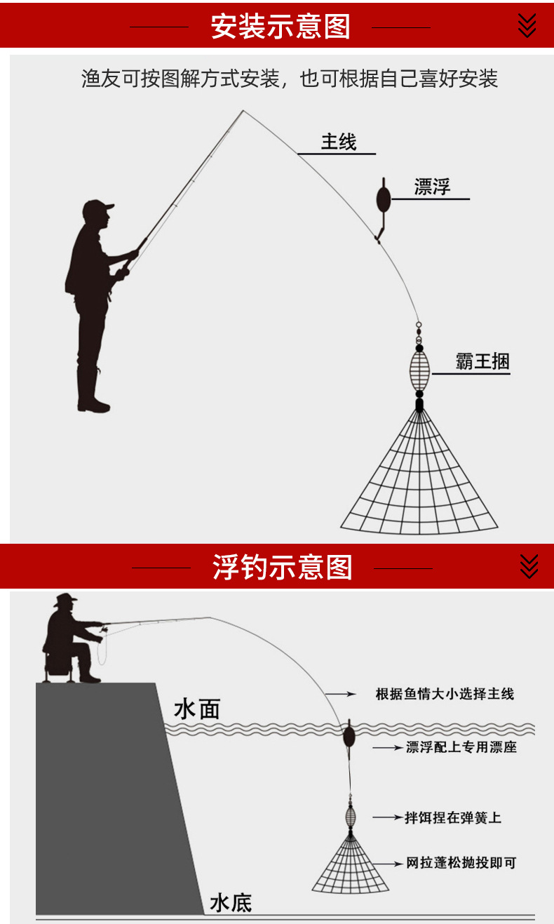 霸王捆新型无钩钓鱼网爆炸粘渔网挂丝捕鱼扑捉鲫鱼白条套装捕鱼王