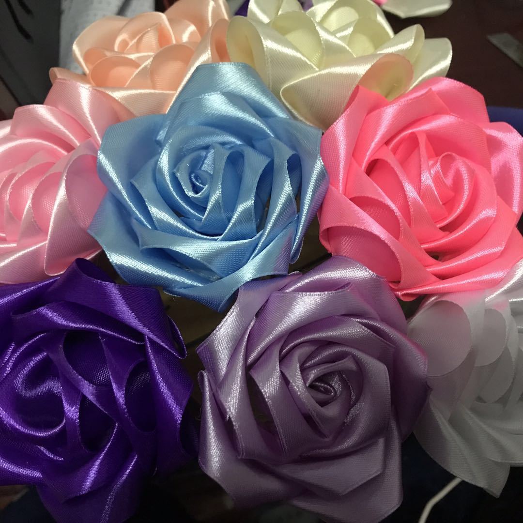 diy丝带玫瑰花材料包仿真玫瑰纯手工彩带花瓣半成品情人节礼物