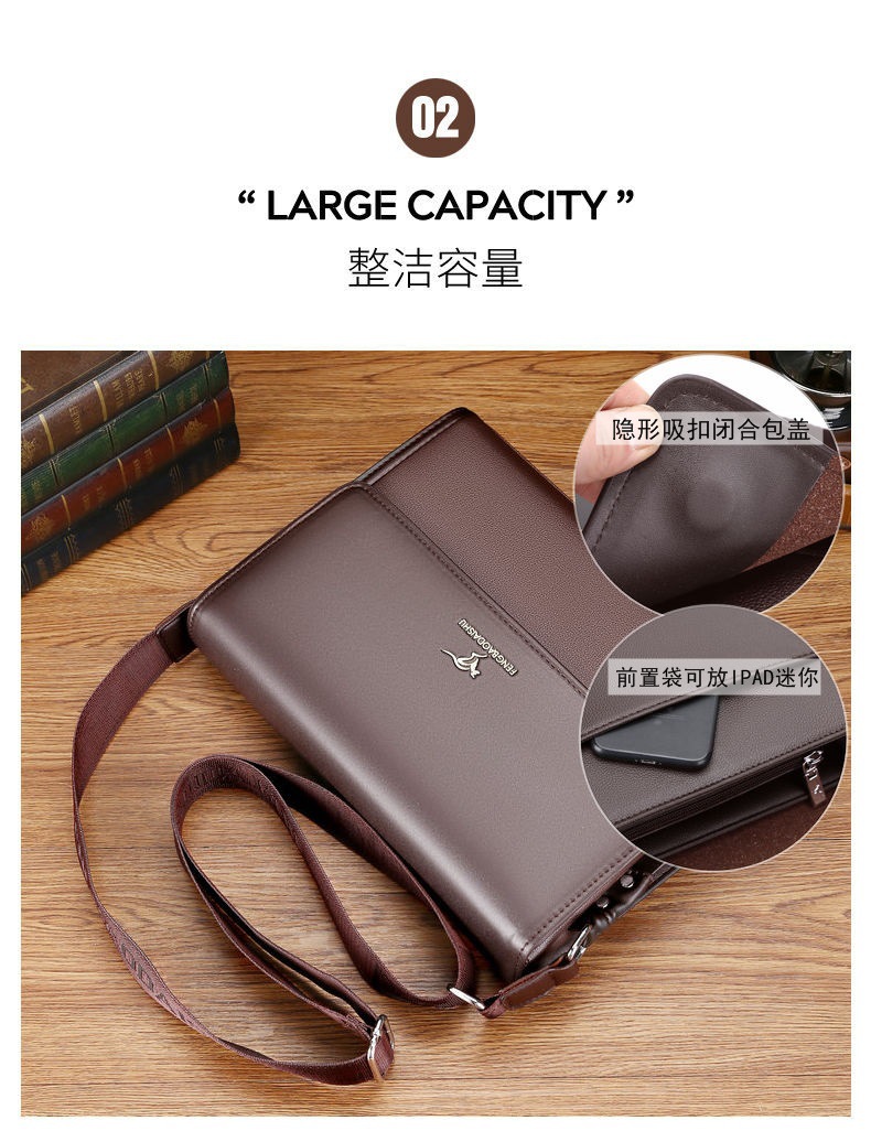 Quality Men's Bag New Shoulder Messenger Bag Business Casual Crossbody Men's Bag Large Capacity Business Trip One Shoulder Briefcase