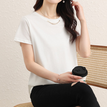 2024年新款气质短袖上衣夏季真丝女式t恤跨境出口一件代发