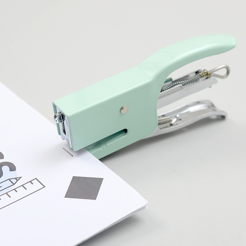 Macaron Color Metal Hand-Held Stapler No. 10 Labor-Saving Take out Take Away Bookbinding Machine Small Size Office Stapler