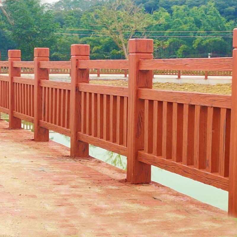 塑木围栏水泥仿木护栏e栏杆河道花园景观公园河边护栏混凝土隔离
