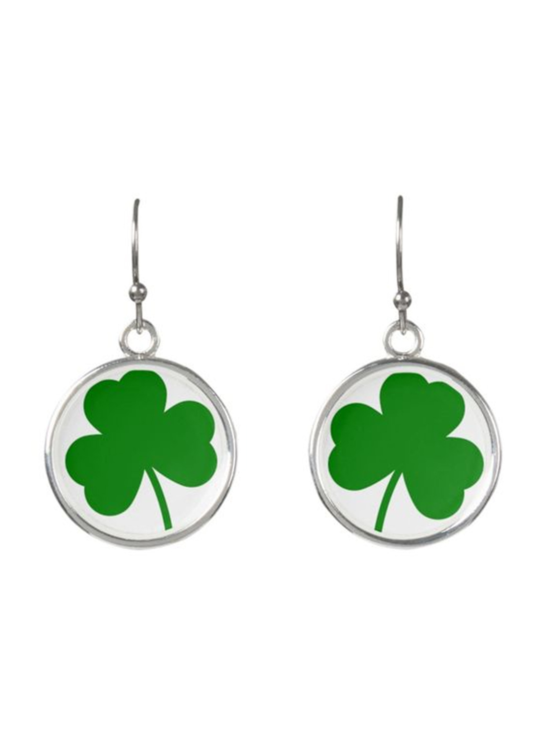 跨境欧美时尚三叶草玻璃时光宝石耳环