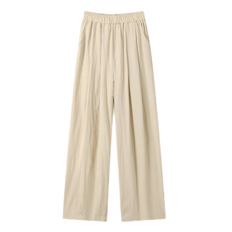 Summer 2023 Thin Pleated Idle Style Casual Pants Thin Mop Pants Tiktok Same Style Yamamoto Wide-Leg Pants for Women