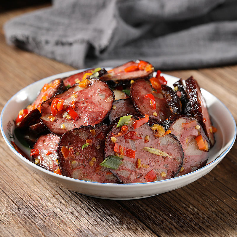 湖南土特产农家柴火烟熏猪血丸子邵阳武冈卤豆腐贵州猪血粑豆腐圆