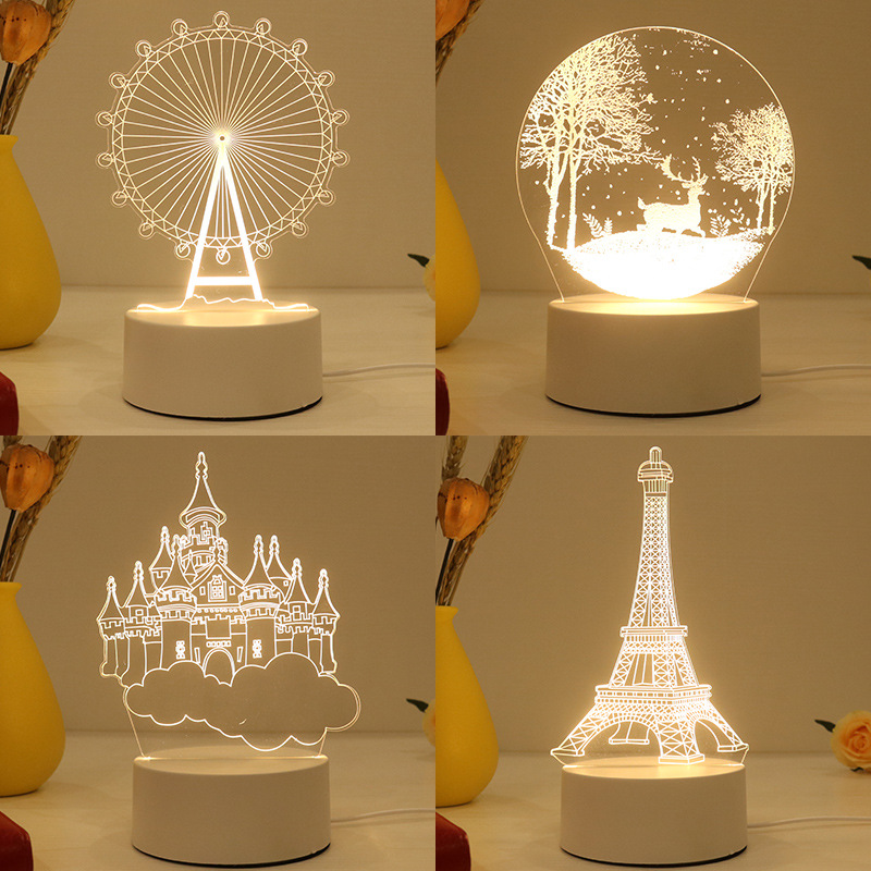 cross-border creative 3d small night lamp wholesale christmas gift bedside ambience light table lamp children‘s gift holiday gift