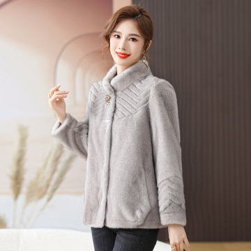 妈妈装秋冬新品仿水貂绒外套皮毛一体柔软亲肤不掉毛