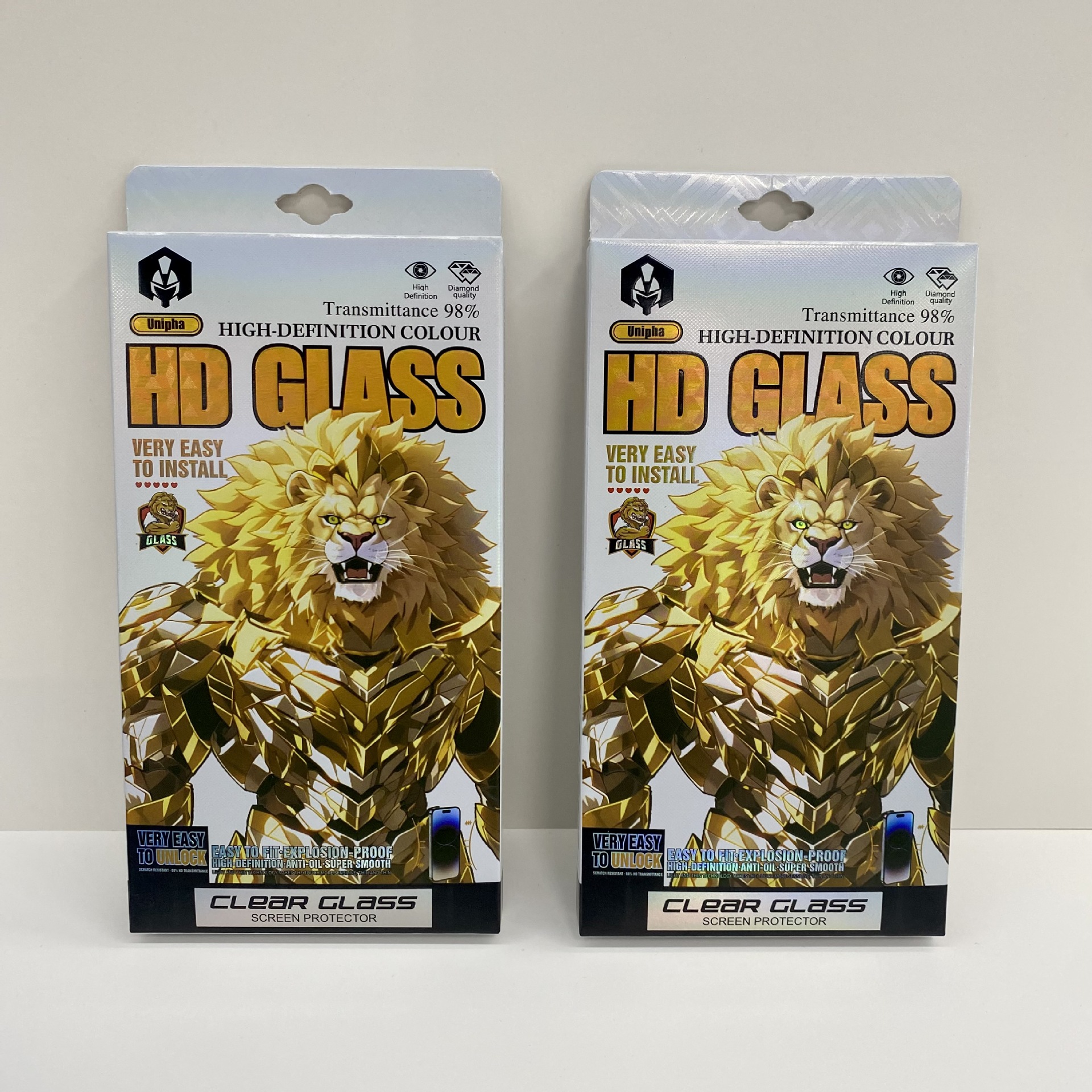 新款钢化膜镭射包装盒 hd glass手机膜纸盒吸塑内托彩盒展示包装