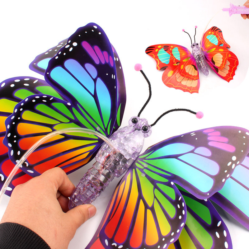 Night Market Stall New Portable Flash Butterfly Lantern Children's Toy Luminous Music Wings Moving Flash Butterfly